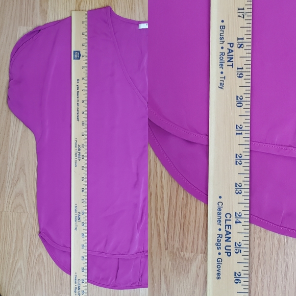 Milly size 10 silk blend  v neck short dolman sleeve top blouse magenta fuchsia - Picture 10 of 12
